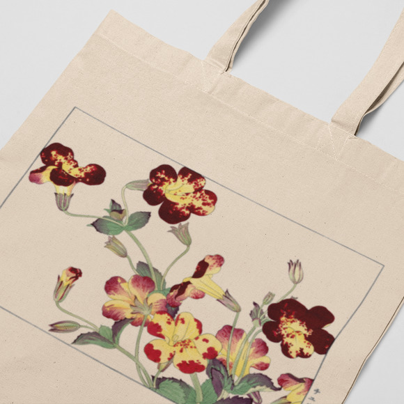 Vintage Zufu Tulips Burgundy Yellow Tote - Picture 3 of 5